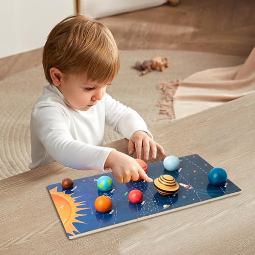 Sistema Solar de madera con planetas 3D y tarjetas de aprendizaje interactivo 3