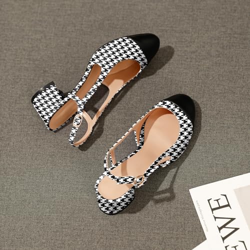 Esvowido Women's Slingback Block Chunky Heels Ankle Straps Low Heels 2 Inch Cap Toe Womens Comfort Sexy Fashion Shoes4