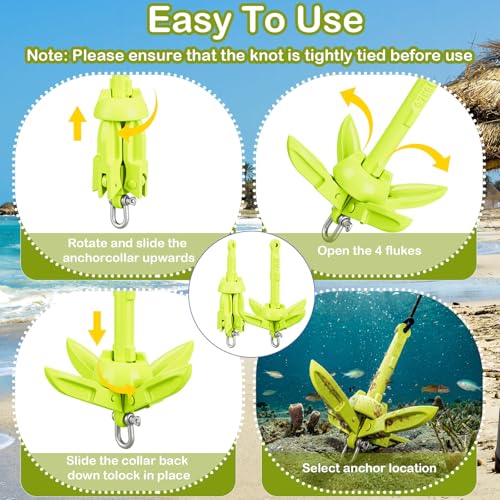 Image of Lounsweer 2 Pack 1.5 /3.5 lb Marine Kayak Anchor Kit Folding Grapnel Anchor Kit Boat Kayak Fishing Accessories for Small Boats Kayaks Canoe Paddle Boards