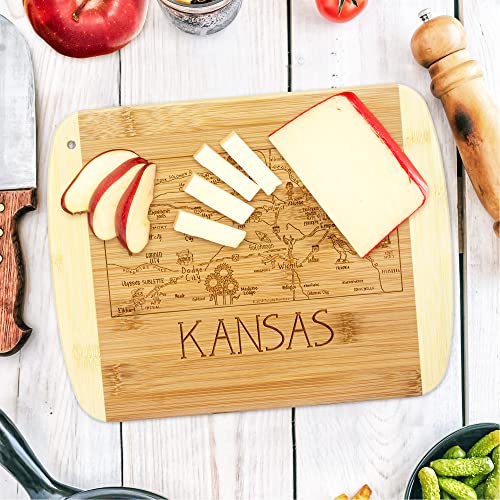 Image of Totally Bamboo A Slice of Life Kansas Engraved Map Cutting Board