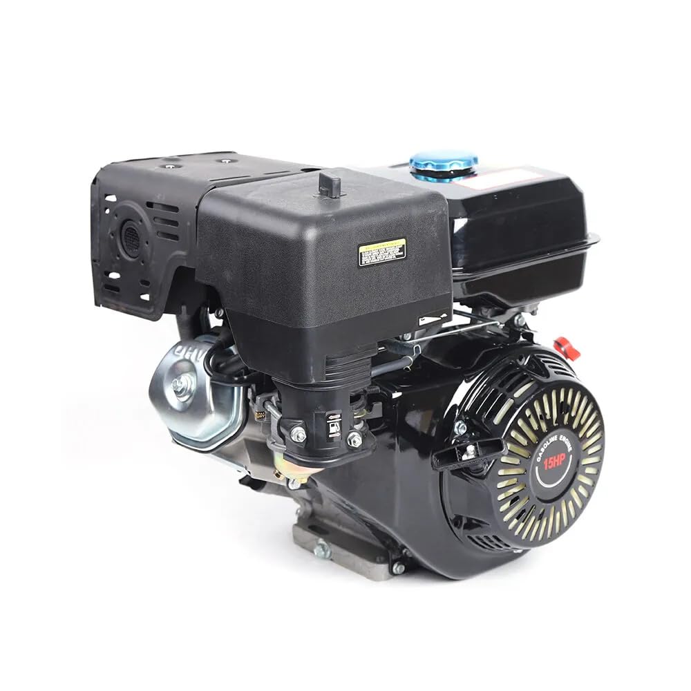 4 Takt Benzinmotor mit 15 PS, Go Kart, 420 cc Benzinmotor, Ersatzmotor für Gokart mit 4 Takten, 4 Takt OHV Benzinmotor für den Garten 9,7 KW/3600 U/min (schwarz)