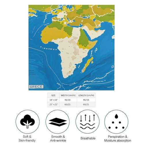 Greece Map Print Square Scarf for Women, Silk Like Head Scarf Fashion Accessory, Elegant Lightweight Neckerchief2