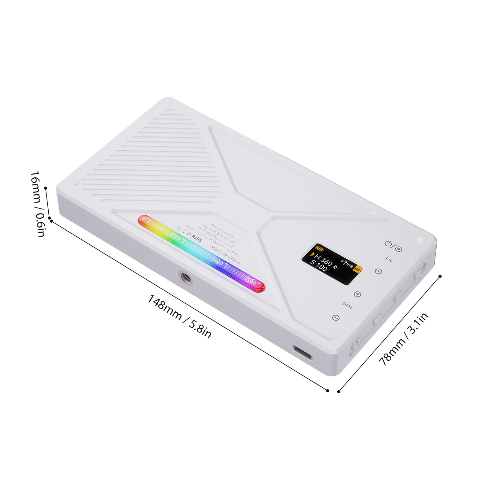 Andoer RGB LED Videoleuchte, Kamera Videolicht 2500K-9900K Dimmbare 24 Szeneffekte Videokonferenzleuchte mit Kaltem Schuhhalter für DSLR-Kamera, Eingebaute Batterie