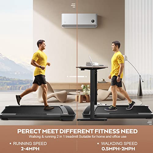 Treadmill 300 Lb Capacity, 2 In 1 Walking Pad, Installation-Free Jogging Running Under Desk Treadmill With Remote Control, Portable-Slim-Compact For Home&Office #TOP4