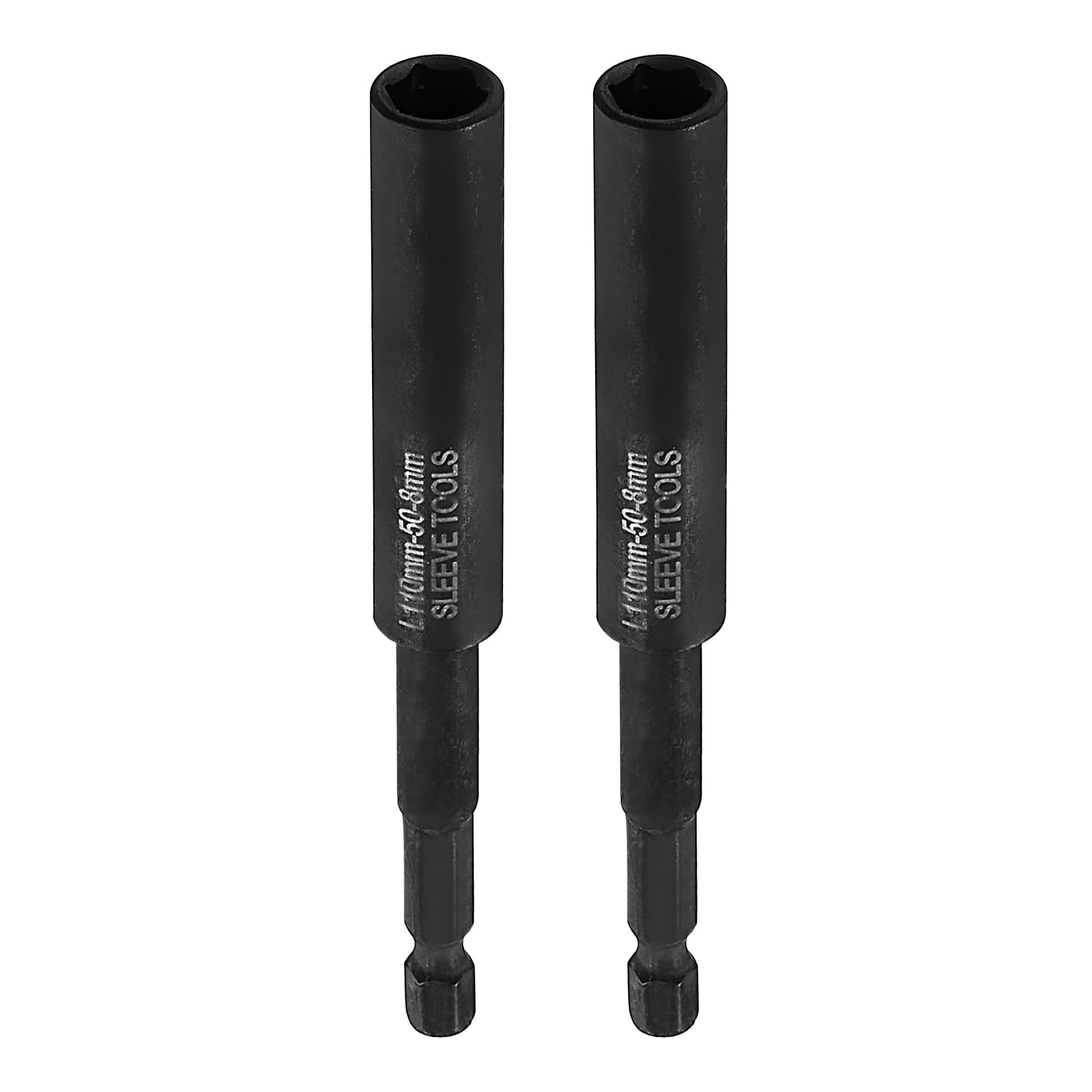 sourcing map 2pcs Nut Driver Drill Bit 8mm Metric Deep Socket 1/4" Hex Shank 4.3" (110mm) Extra Long 6-Point Sockets Quick Change CR-V Steel Bolt Setters for Power Drill Drivers
