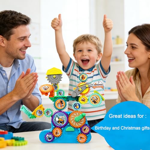 Toy Interlocking Gear Sets Kids Creative Learning Building Blocks 18Pcs Educational Construction Toy Electric Manual Dual Mode Versatile Gear Playset Gift for Boys Girls - Image 6