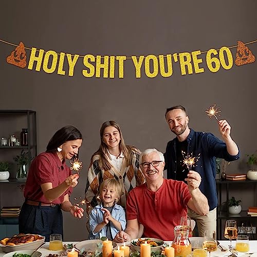 70 Years Loved AB-222 Gold Glitter Holy Shit You'Re 60 Birthday Banner Party Decoration,Happy 60Th Birthday/Cheers To 60 Years thumb #4