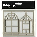Fabscraps Shabby Rose gestanzte graue Spanplatten-Fenster, 9,9 x 13 cm, Acryl, Mehrfarbig, 5.57 x 5.96 x 0.1 cm, 6
