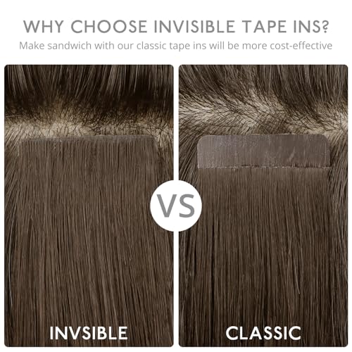 Image of WENNALIFE Invisi Edge Tape in Hair Extensions Human Hair,#5,24 Inch