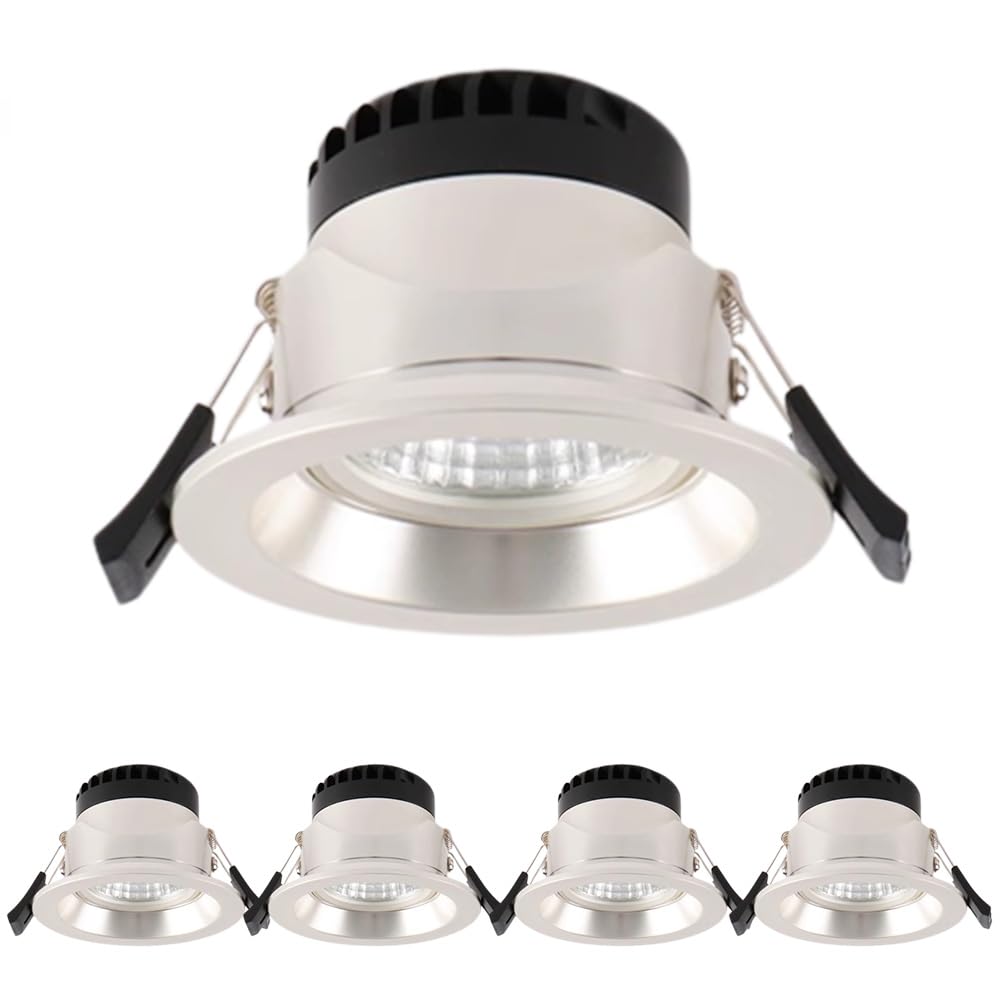 Aioneer 5 Pack Led Downlight Baffle Trim 7W Round Recessed Ceiling Spotlight Aluminum Recessed Lights For Home Office Store Simple Retrofit Installation - No FlickerB-4000K