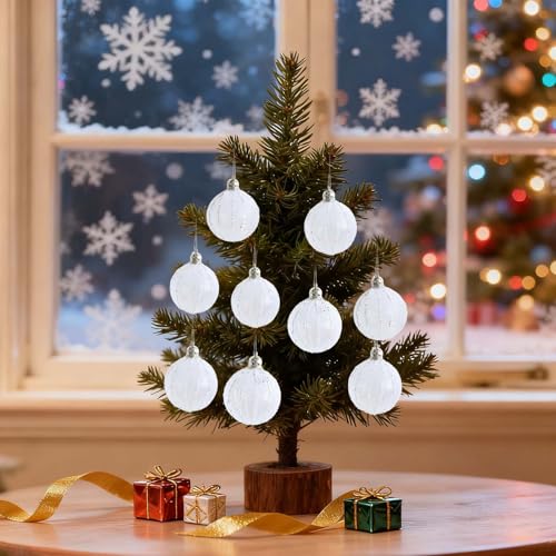 3Pcs 3.2" Durable Shatterproof Baubles Christmas Ornaments for Tree Decor (White) - image 3