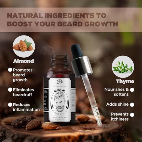 Image of The Man Company Beard Wash and Beard Oil for Men | Active Cleansing with Almond & Thyme Essential Oils | Natural Ingredients | Softens Beard & Adds Shine