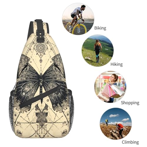 Image of SUPLUCHOM Sling Bag Butterfly Goth Vintage Tarot Hiking Daypack Crossbody Shoulder Backpack Travel Chest Pack for Men Women