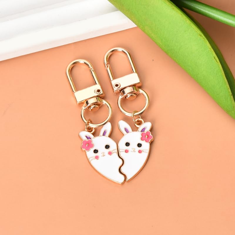 Matching Keychains for 2 Best Friends Sisters Cute Rabbit Bunny Key Chain Charms Accessories for Backpack Friendship Gifts for Teen Girls BFF Big Little Twin Sisters Christmas Birthday Gifts Ideas4