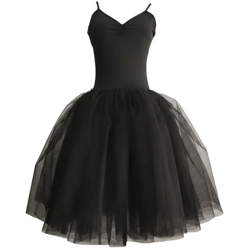 Hrippy Camisole Ballet Leotard with Tulle Skirt, Dance Costume for Recital Class Gymnastics and Performance Wear
