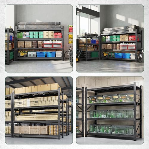 Image of Letaya 6000LBS Storage Shelves Heavy Duty,79 inch W Garage Shelving Units, 4 Tier Adjustable Utility Rack Shelf,Large Metal Industrial Shelves,for Shop,Warehouse,Basement,Black (79 inch W x 24 inch D x 79 inch H)