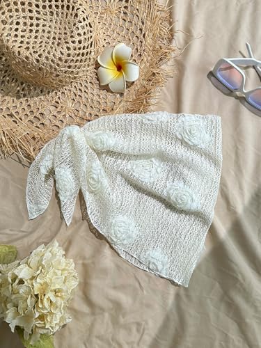 Women's Floral Appliques Knot Side Summer Bikini Cover Up Skirt2