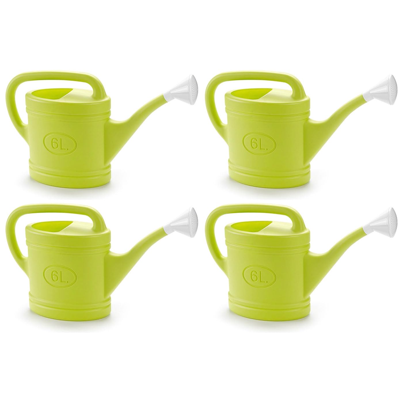 Tradineur Lot de 4 arrosoirs en plastique, capacité 6 litres, ustensiles de jardinage, arrosage, maison, balcon, terrasse, patio, jaune