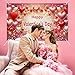 BlissYard Valentine’s Day Banner 71x43 Inches Happy Valentine Backdrop Love Heart Balloon Background Romantic Party Decoration for Valentine Celebration Anniversary Proposal Photo Booth Decor