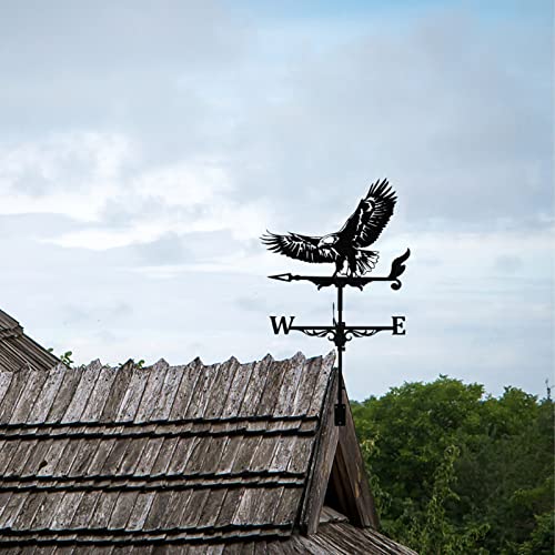 3D Animal Metal Weather Van, 24 X 14 Inch Large Wind Vane Weathervane, Wind Direction Indicator Decor For Shed Garden Yard Patio Roof Decorations (Eagle) #TOP1