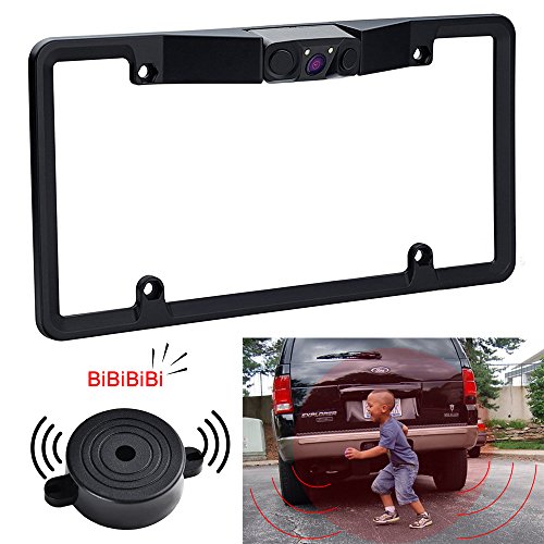 License Plate Frame Camera NoDrill - with 2 Radar Sensors BiBi Alarm, 170