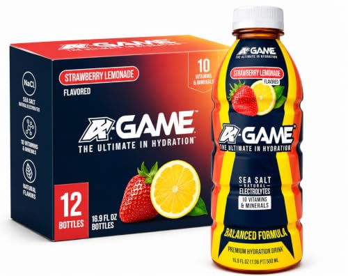 Image of A-GAME Electrolyte Drink, Strawberry Lemonade Flavor, 12 Pack