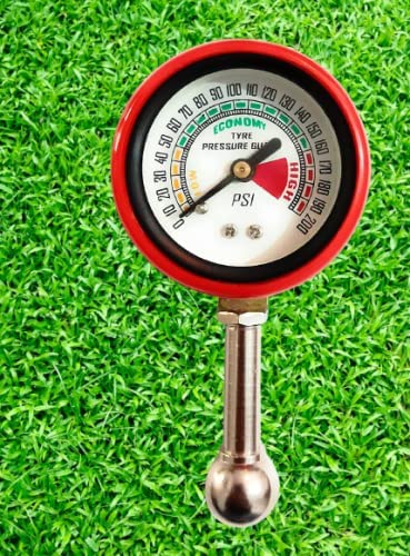 Image of Tire Pressure Analog Gauge with Hose - Heavy-Duty Air Pressure Checker for Car, Truck, Motorcycle, and Bike - Portable Manual PSI Meter (Mini Hose Small Gauge)