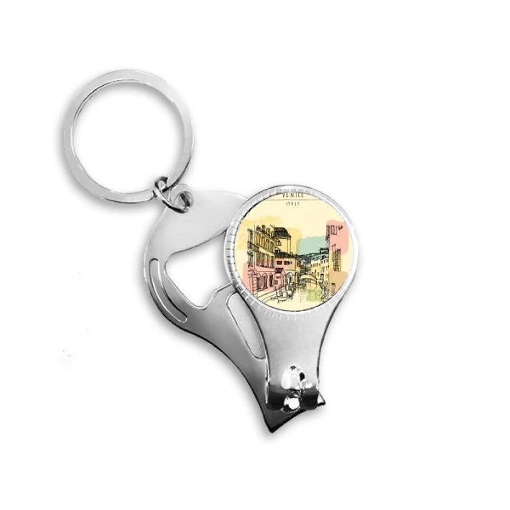 Italy Venice Customs Landmark Pattern Nail Nipper Ring Key Chain Bottle Opener Clipper
