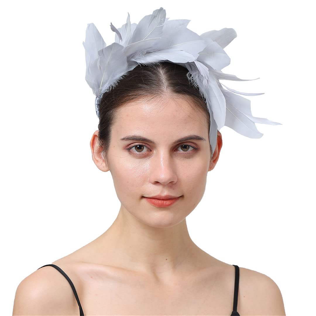 Lmtossey Copricapo con piume da donna, accessorio per capelli da sposa, copricapo da sposa