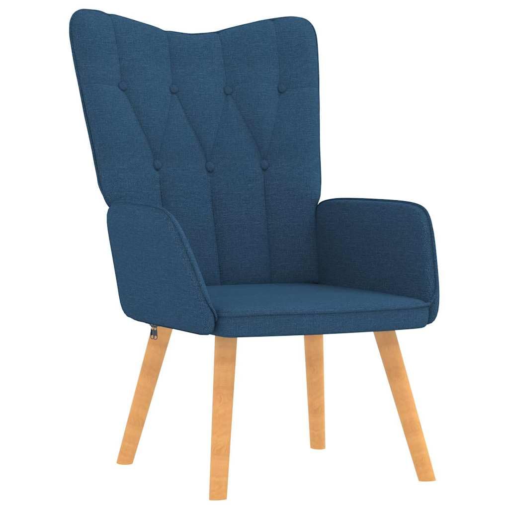 Poltrona Relax Blu in Tessuto con Poggiapiedi imbottita ergonomica reclinabile per soggiorno salotto studio camera con struttura in acciaio e gambe