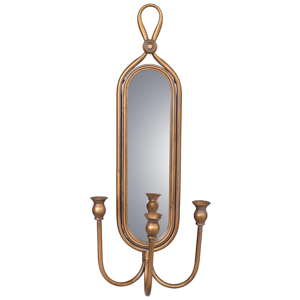 Candelabro de Pared de Metal Envejecido Dorado 26x13x62h cm
