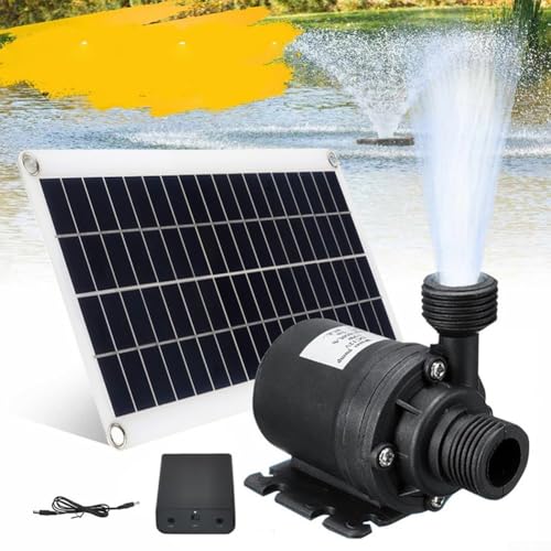 Bomba de Agua Solar Sumergible de 800 L/h DC 12 V, para Fuente y Estanque, con Panel Solar de 10 W