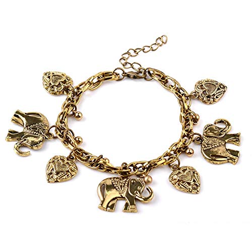 Ailuor A20181201EHB001US Vintage Elephant Heart Bracelet, Bohemian Love Heart Elephant Animal Tassel Anklet Bracelets Charming Jewelry cover