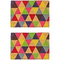 Nicola Spring Coir Door Mats - 90 x 60cm - Triangle - Pack of 2 - Decorative Indoor Front Door Floor Mat Entry Dirt Trapper Rug Outdoor Boot Scraper Non Slip Backing Doormat