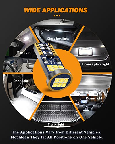 image for MAATOP 194 LED Light Bulb, 6000K White T10 2825 W5W 921 18-SMD 2016 LE