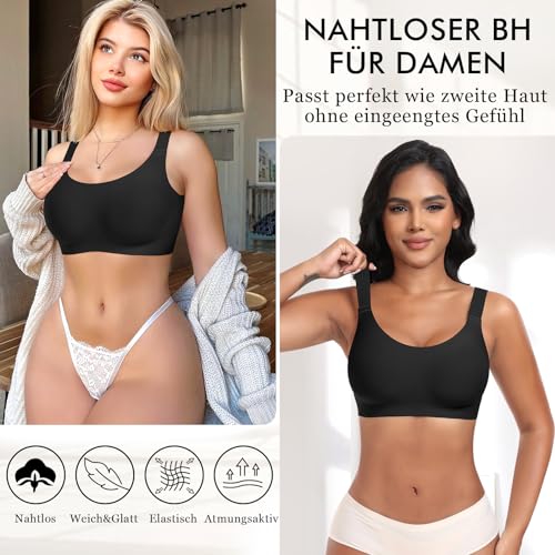 Soutien-gorge sans couture noir en microfibre douce premium S - 5