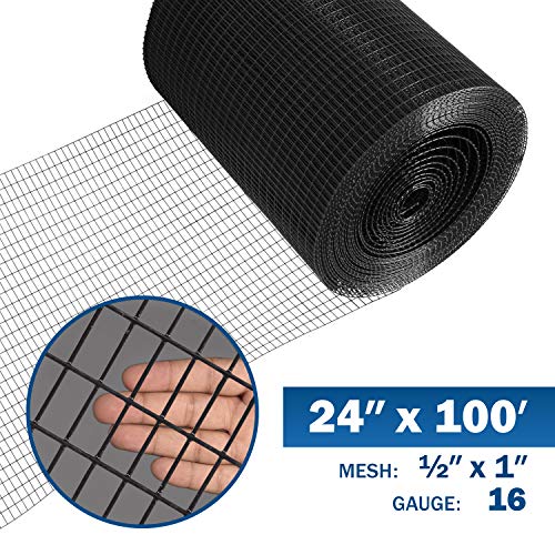 Fencer Wire 16 Gauge Black Vinyl Coated Welded Wire Mesh Size 0.5 Inch By 1 Inch (2 Ft. X 100 Ft.) #TOP1