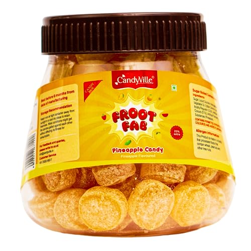 Image of CandyVille Frootfab Pineapple Candy Jar (400 Gm) | Fruit Flavoured Candy
