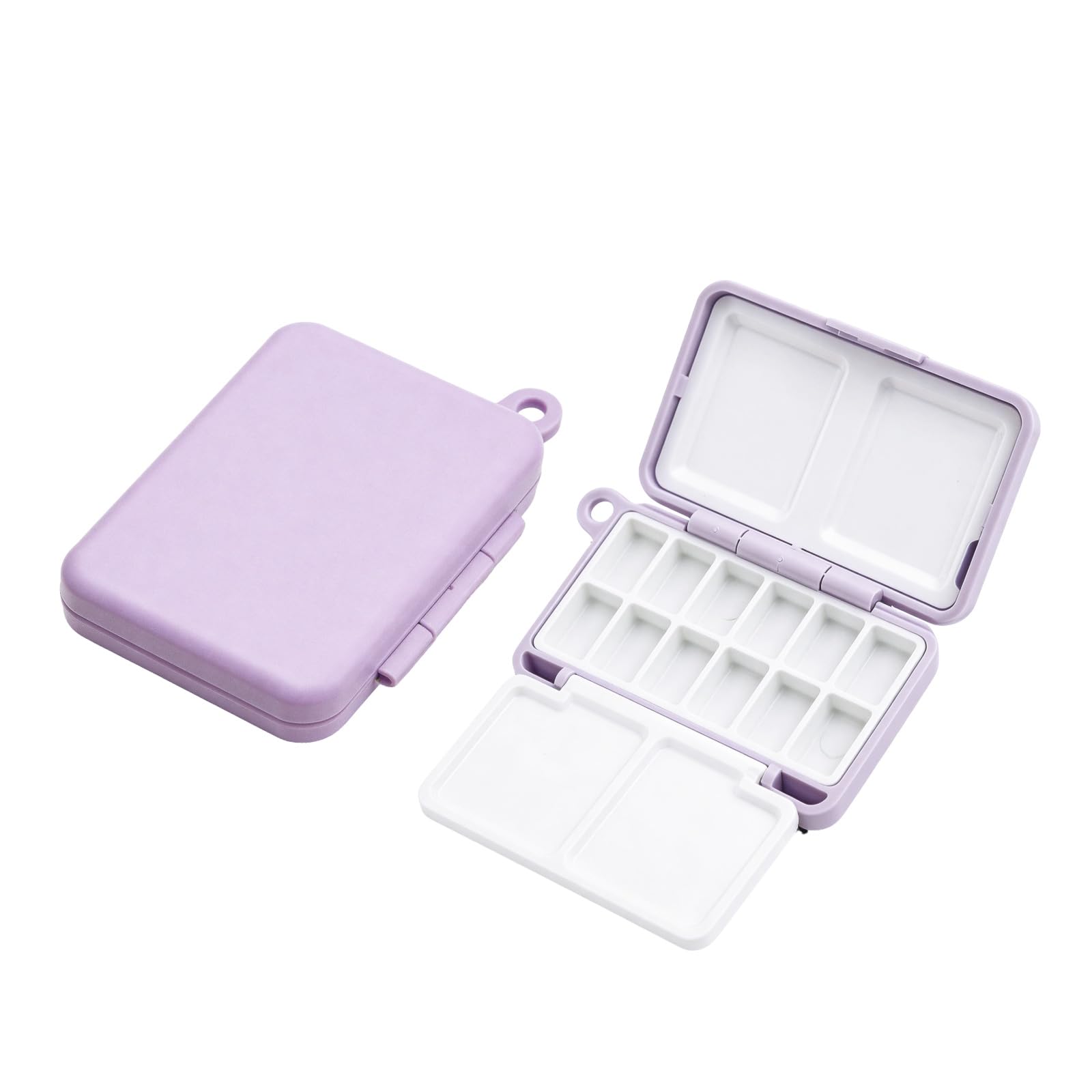 Mini Paint Palette Box with Lid, Portable 12-Slot Watercolour Mixing Tray for Travel Painting, Compact Wet Palette Tin for Acrylic, Gouache Art Projects(Purple)