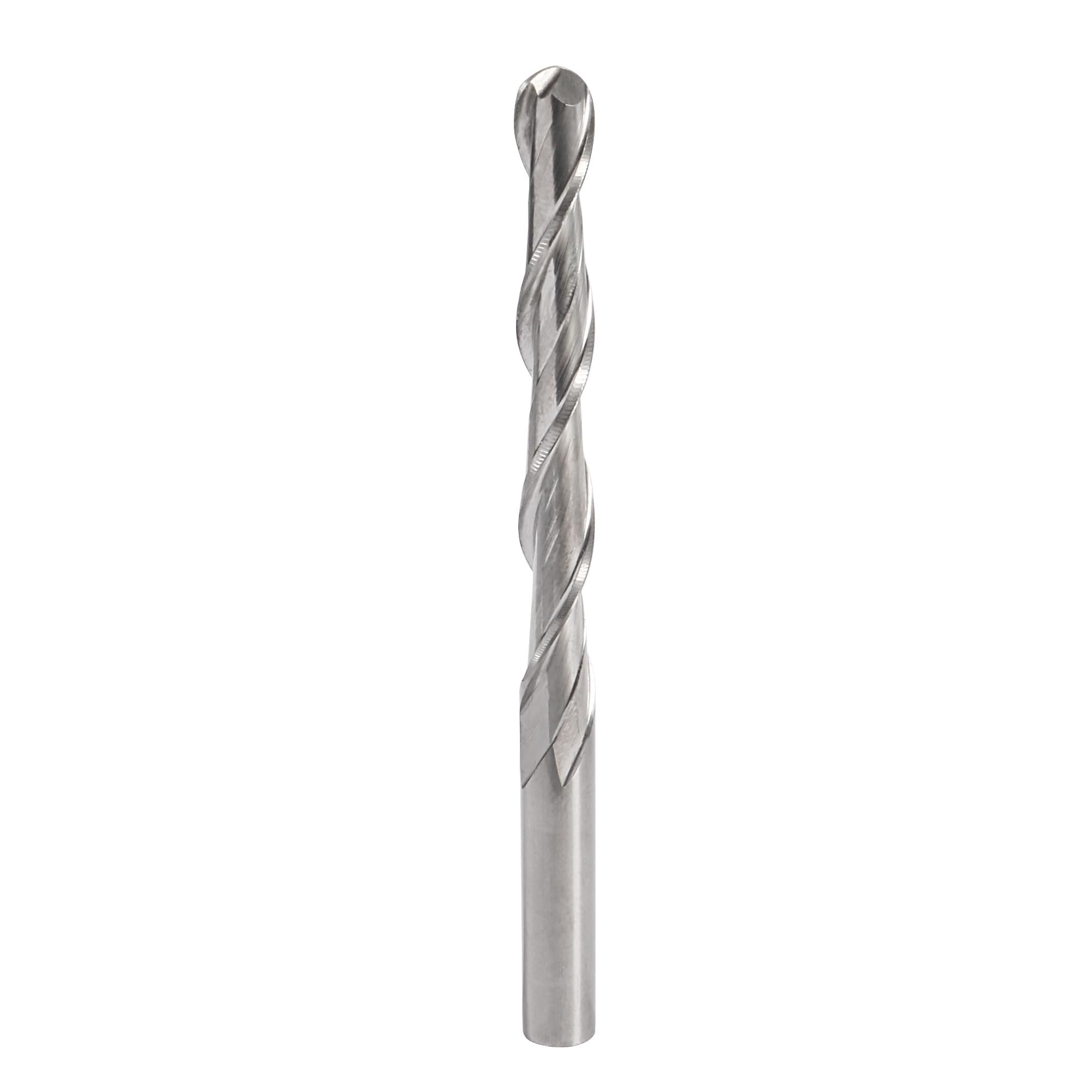 sourcing map Lot de 2 fraises à bout sphérique 6 mm de diamètre 52 mm Longueur de coupe 6 mm Tige en acier rapide 2 cannelures en spirale Upcut CNC fraises à défoncer