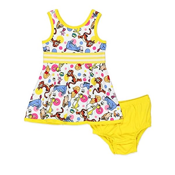 Winnie The Pooh Baby Toddler Girls Fit and Flare Ultra Soft Dress (18 Months, Baby White)