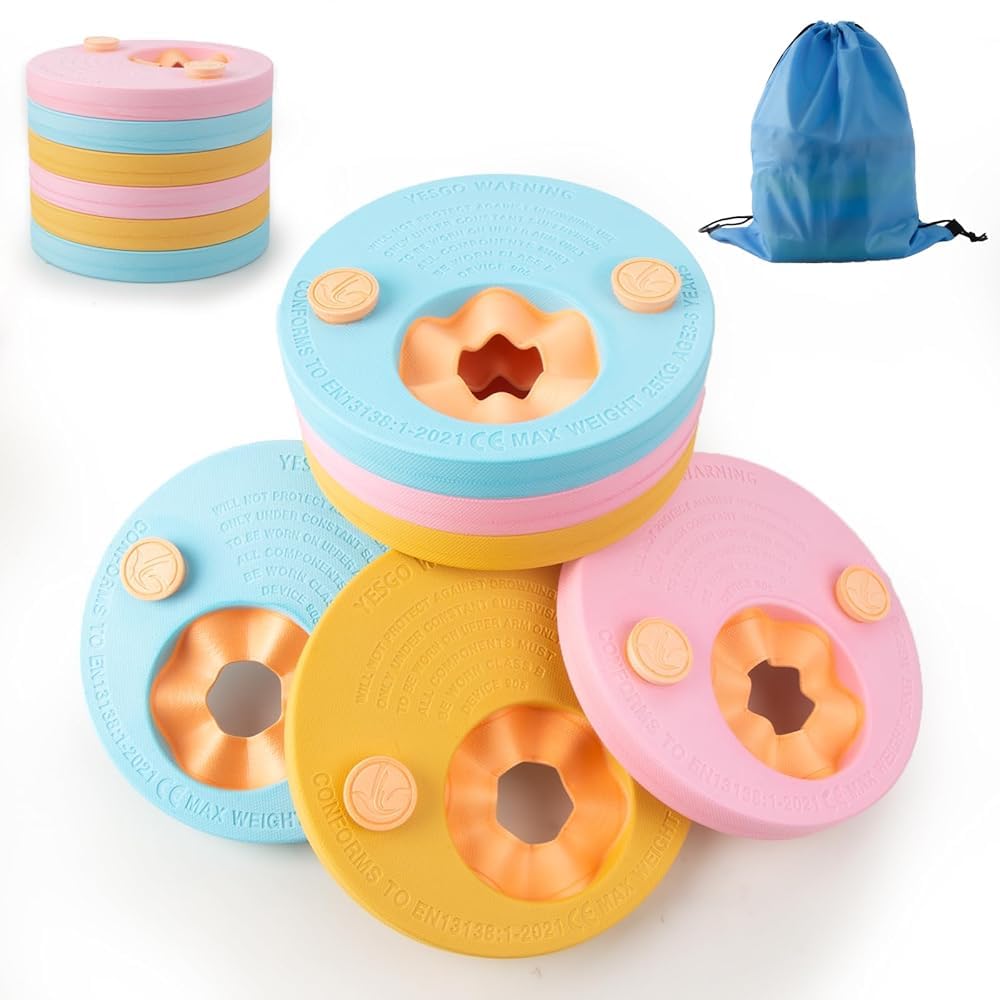 Kids Arm Bands 6PCS, Toddler Swimming Armbands 3-6 Years, EVA Foam Swim Float Discs for Children, Non-Inflatable Baby Swimming Arm Floaties, Learn to Swim Aids for Boys Girls