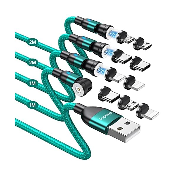 Melonboy Ladekabel Magnetisch Typ C, 3 in 1 Magnetisches Ladekabel [1m+1m+2m+2m], 360° und 180° Drehbares Magnet…