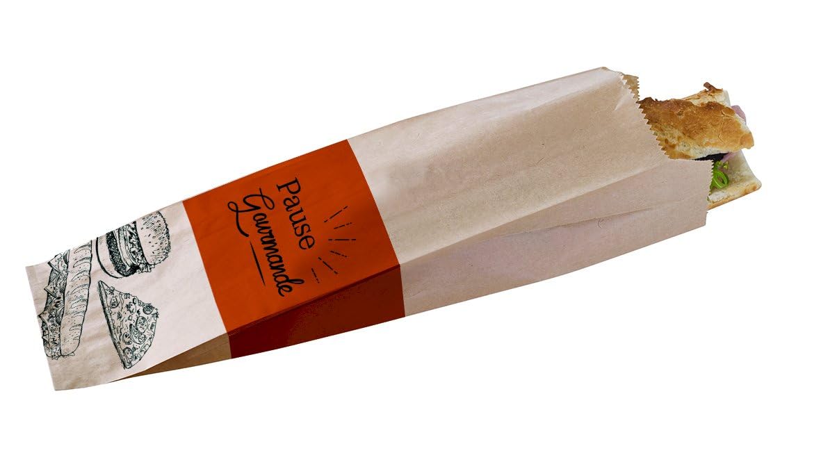 500 sacs sachets sandwich, panini et hot-dog 120 x 60 x 340 m/m restauration rapide vente à emporter fast food