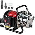 Water Transfer Garden Pump, 1.6 HP 1000GPH Portable Electric Shallow Well Jet Pump, Stainless Steel Sprinkler Pressure Booster Pump for Pool Draining, Lawn Fountain, Irrigation, Water Removal