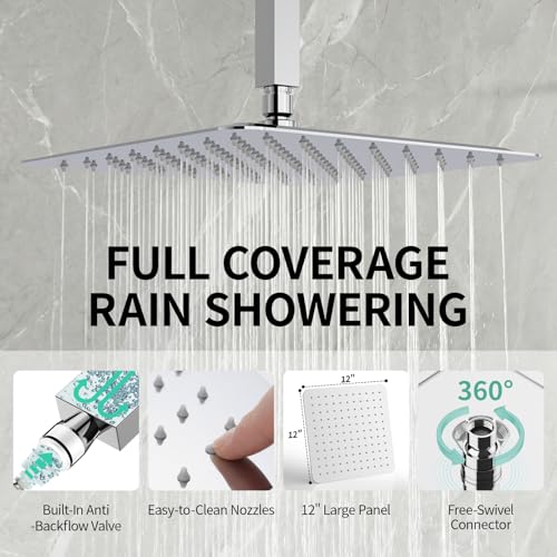 Image of SR SUN RISE 12 Inch Ceiling Mount Rain Shower System,Polished Chrome