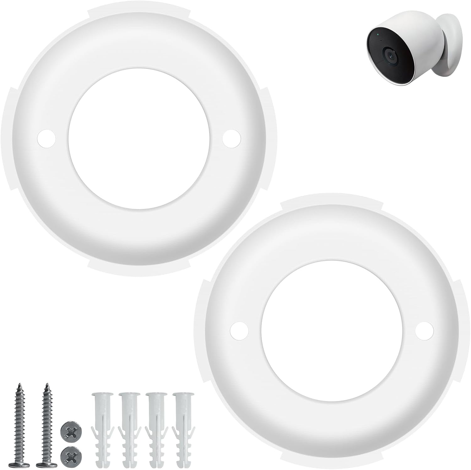 2 Pack Wall Mounting Plate Replacement for Google Nest Cam Battery (Outdoor or Indoor), Replacement Part for Locking Collar/Wall Anchors Compatible with Nest Camera