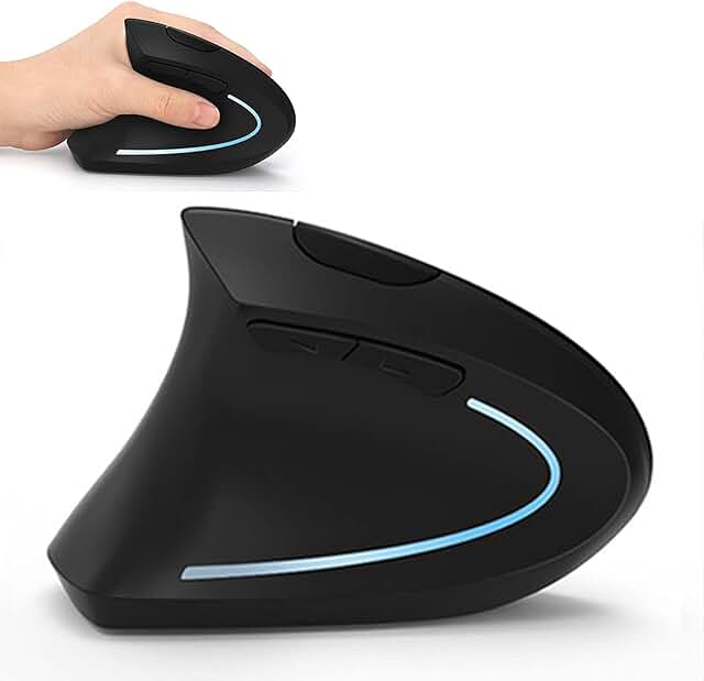 Left Handed Mouse, Lekvey Wireless 2.4G USB Left Hand Ergonomic Vertical Mouse, Less Noise - Black