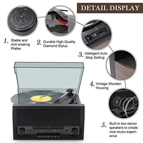 ARCH Retro Tourne Disque Vinyle, Prise en Charge De Platine Vinyle 12/10/7 Pouces Enregistrement, en Stéréo Intégré en… - Les Beatles, Paul McCartney, John Lennon, RIngo Starr, George Harrison ARCH Retro Tourne Disque Vinyle, Prise en Charge De Platine Vinyle 12/10/7 Pouces Enregistrement, en Stéréo Intégré en… – Image 6