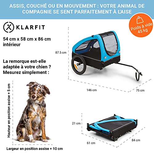 Remorque à Chien pour Vélo Klarfit Husky Poussette pour chien